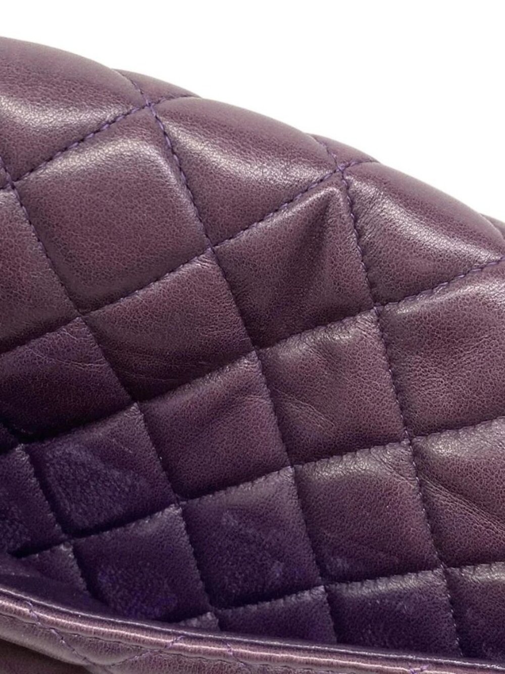 CHANEL Double Flap Matelasse A01112 Purple Lambskin Shoulder Bag - Picture 14 of 16
